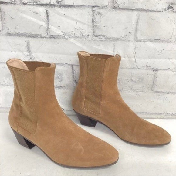 Stuart Weitzman Cleora Brown Suede Block Heel Ankle Chelsea Womens Boots(Sz 8.5) - Picture 1 of 15